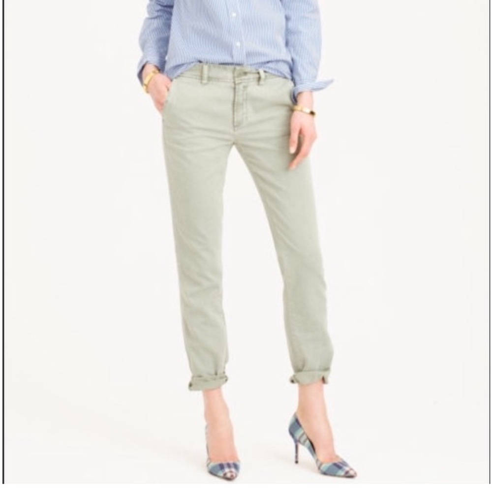 J.Crew Women’s Sunday Slim Chino, Washed Olive Green, Size 2, Preloved